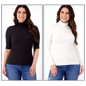 Studio Park x Courtney Khondabi Set Of 2 Knit Tops Size M Black Ivory A608646